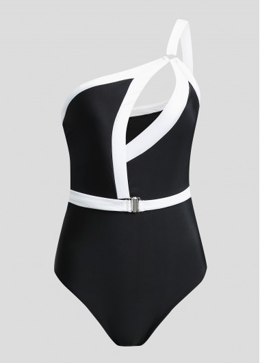 White Contrast Cutout One Piece Swimwear