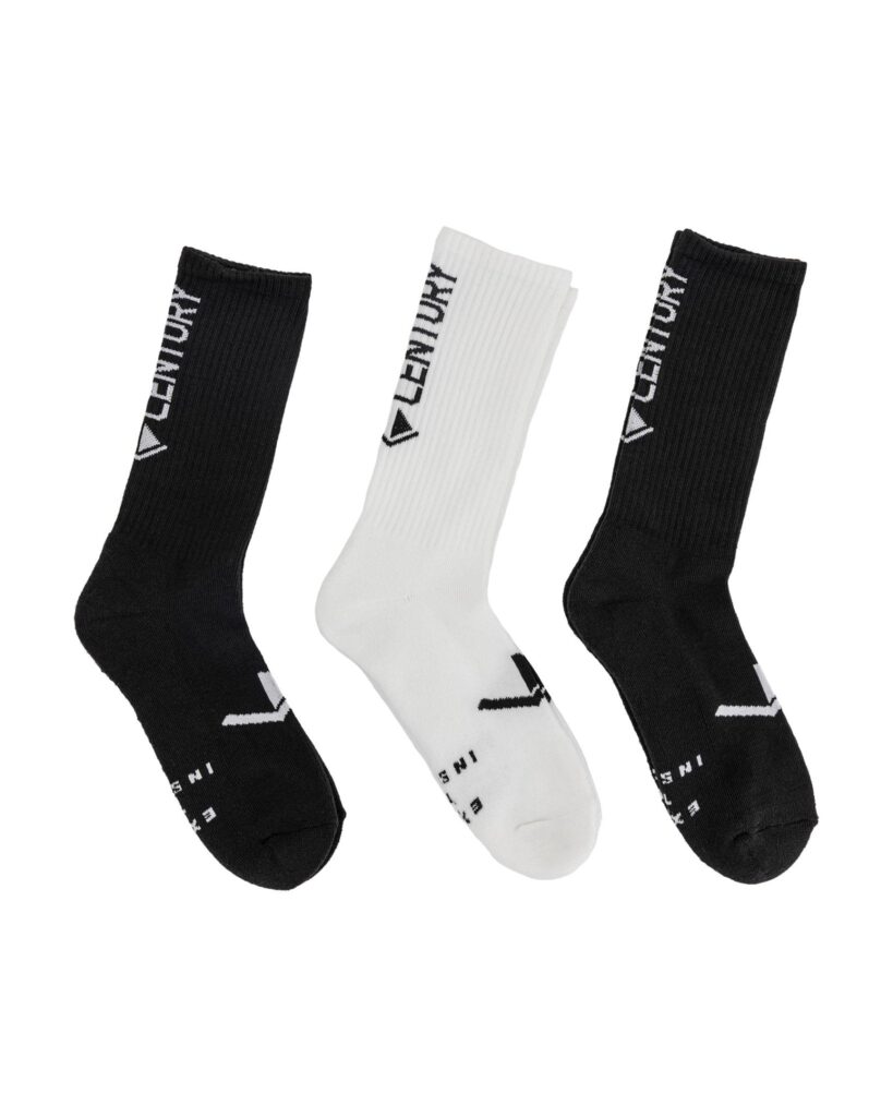Century Core Tube Sock Three Pack - Large/XL / Black/White