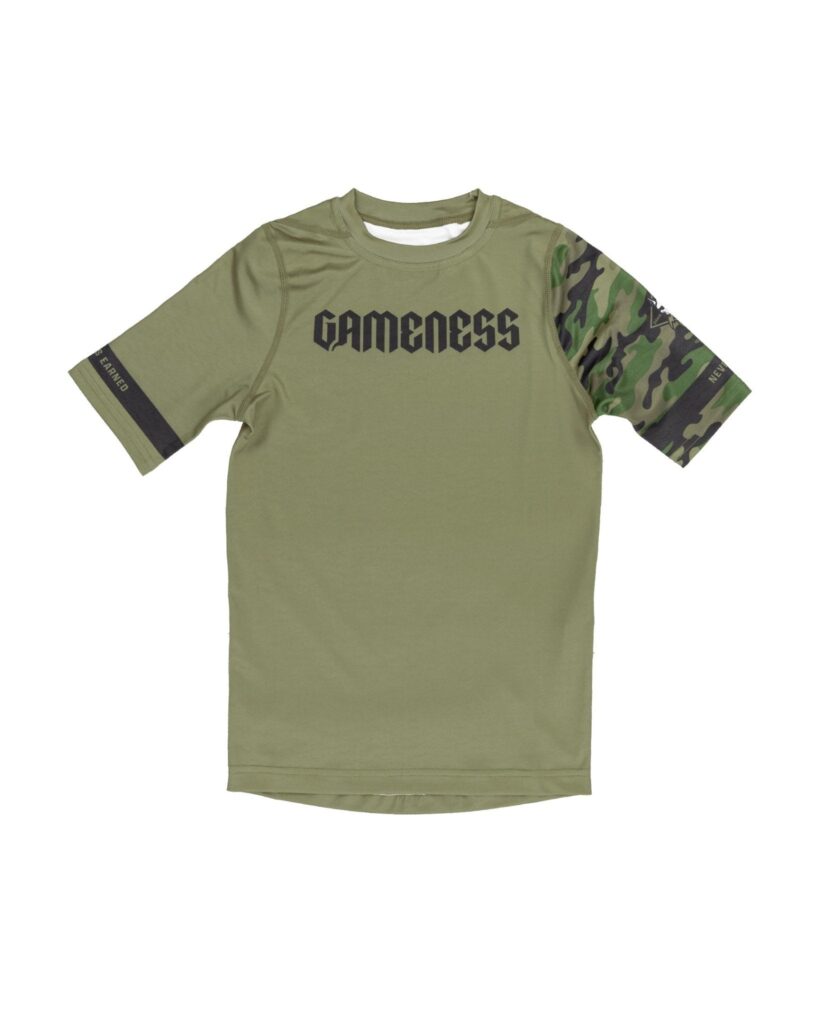 Gameness Combate Youth Short Sleeve Rash Guard - Youth Small / Olive