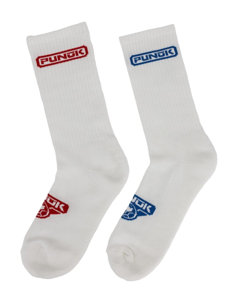 Punok Kicks Tube Socks - Adult Large/XL / White/Blue